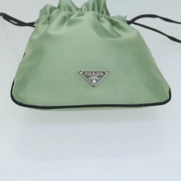 PRADA Drawstring Pouch Pouch Satin Green Auth 65661V - Picture 8 of 15